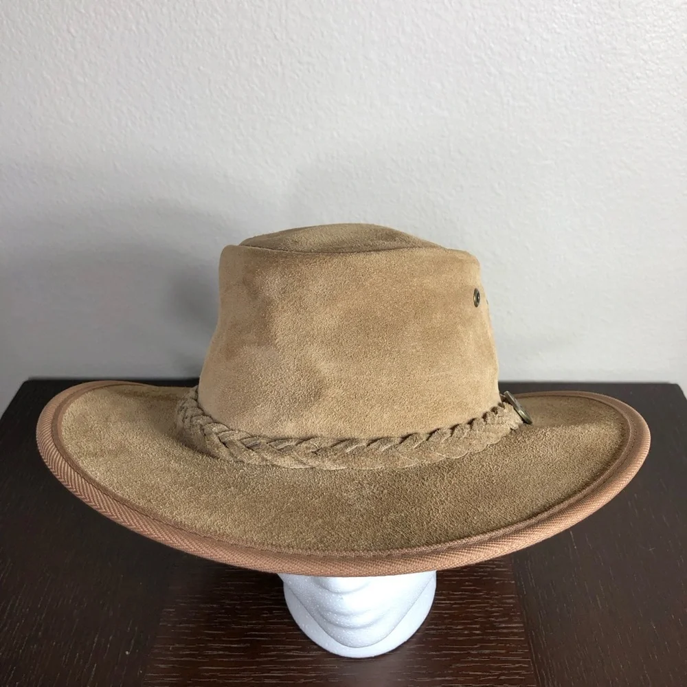 Barmah 1061HI Foldaway 50+UPF Suede Tan Unisex Hat Hiking Beach Festival M 7 1/8